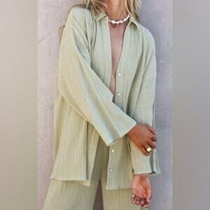 NWT Maurie + Eve Sail Aside Shirt Sage Texture Size 4 D0068